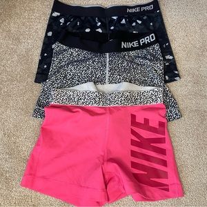 3 pack- NIKE PRO SHORTS size small